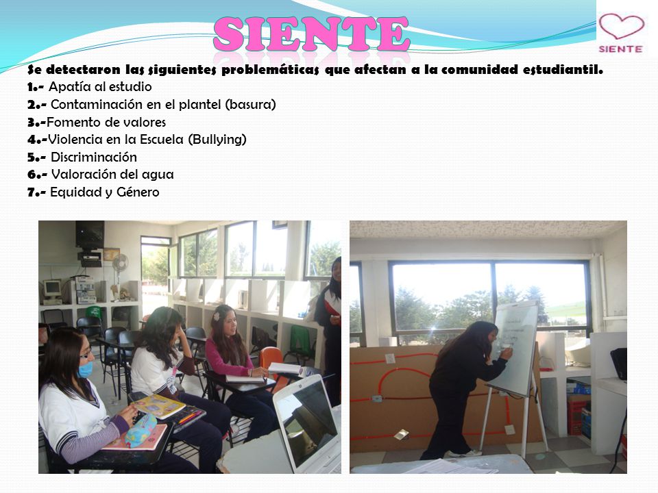 siente Se detectaron las siguientes problemáticas que afectan a la comunidad estudiantil. 1.- Apatía al estudio.