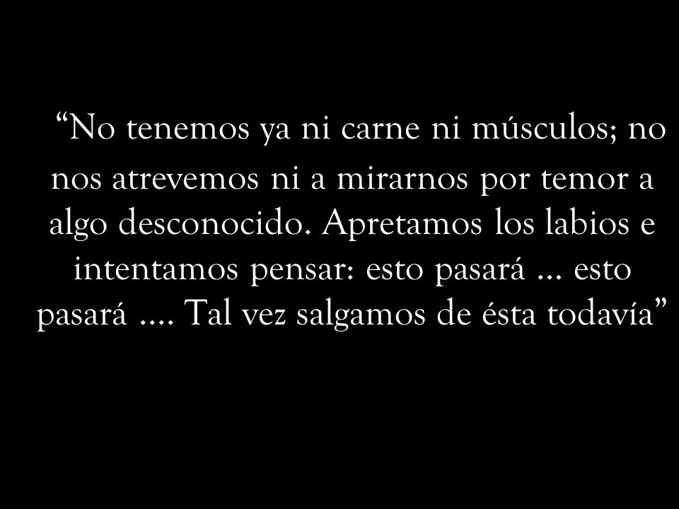 No tenemos ya ni carne ni músculos; no nos atrevemos ni a mirarnos por temor a algo desconocido.