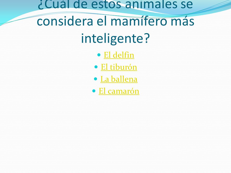 ¿Cuál de estos animales se considera el mamífero más inteligente