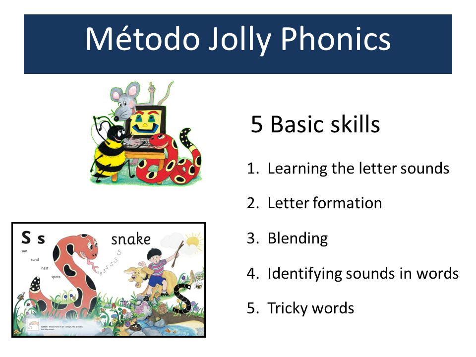 Método Jolly Phonics 5 Basic skills 1. Learning the letter sounds