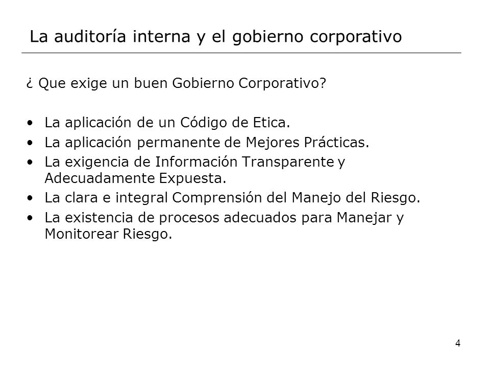 La auditoría interna y el gobierno corporativo