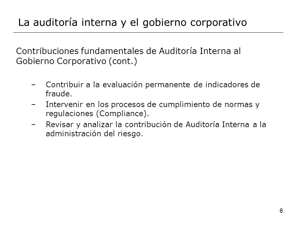 La auditoría interna y el gobierno corporativo