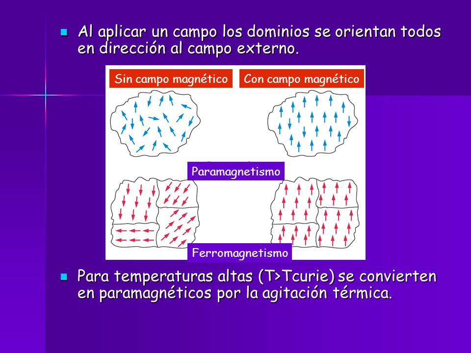 Al aplicar un campo los dominios se orientan todos en dirección al campo externo.