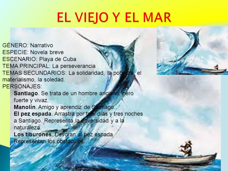 EL VIEJO Y EL MAR GÉNERO: Narrativo ESPECIE: Novela breve