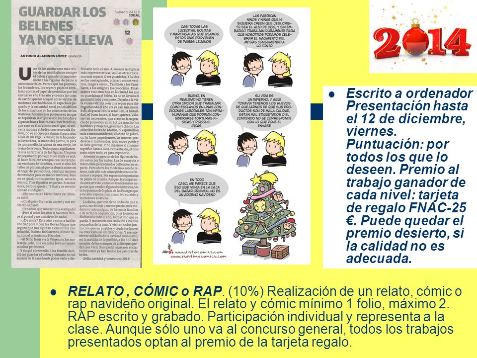 Escrito a ordenador Presentación hasta el 12 de diciembre, viernes