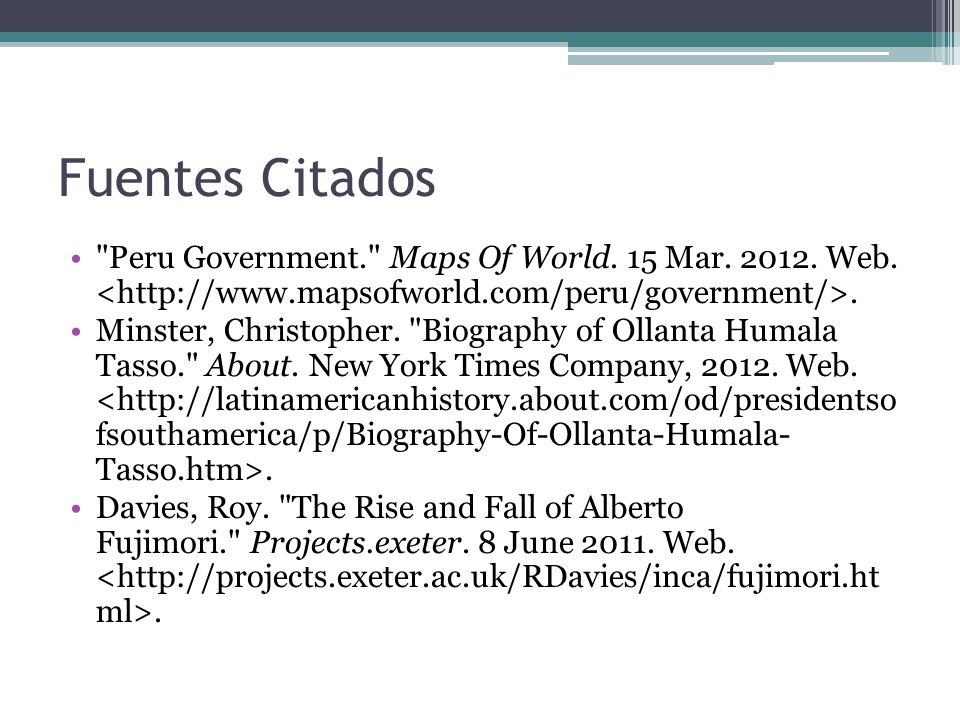 Fuentes Citados Peru Government. Maps Of World. 15 Mar Web. <
