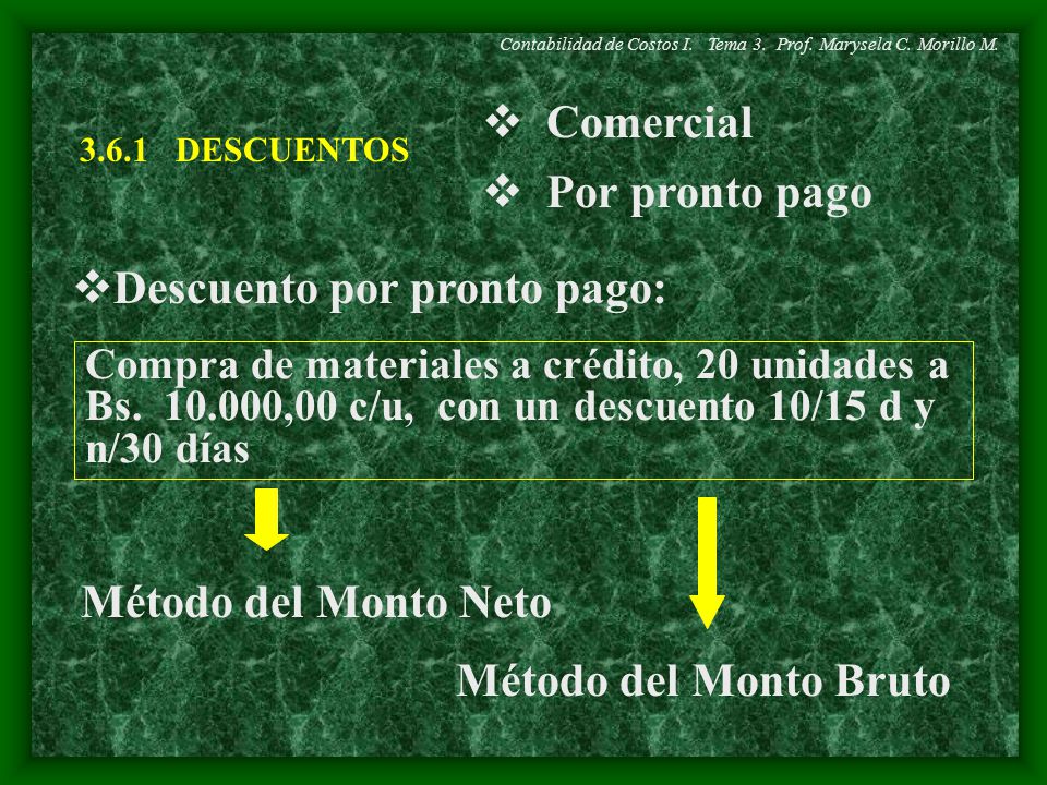 Descuento por pronto pago:
