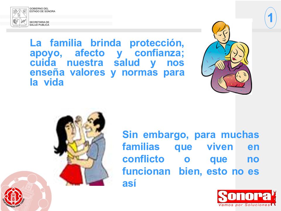 1 La familia brinda protección, apoyo, afecto y confianza; cuida nuestra salud y nos enseña valores y normas para la vida.