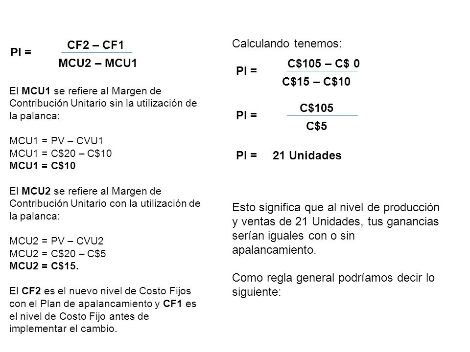 CF2 – CF1 MCU2 – MCU1 C$105 – C$ 0 C$15 – C$10 C$105 C$5 21 Unidades
