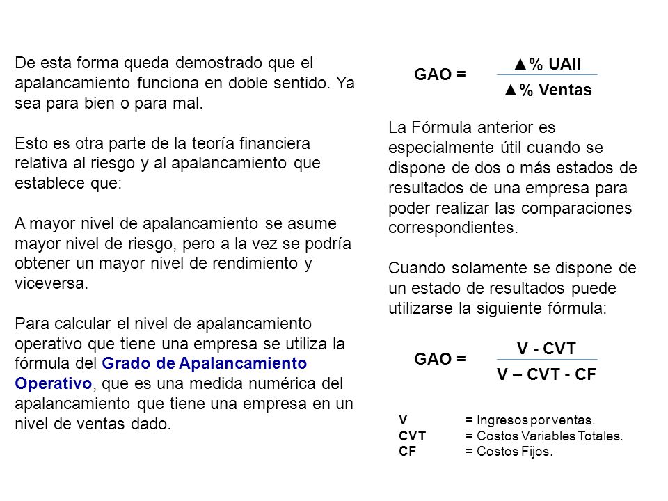 ▲% UAII ▲% Ventas V - CVT V – CVT - CF
