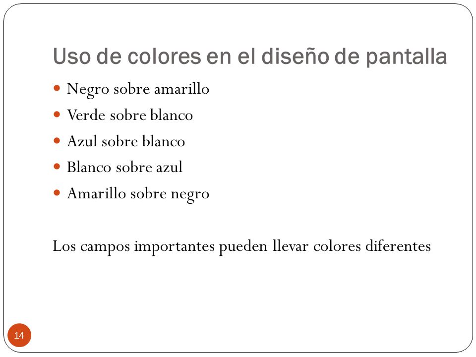 Uso de colores en el diseño de pantalla