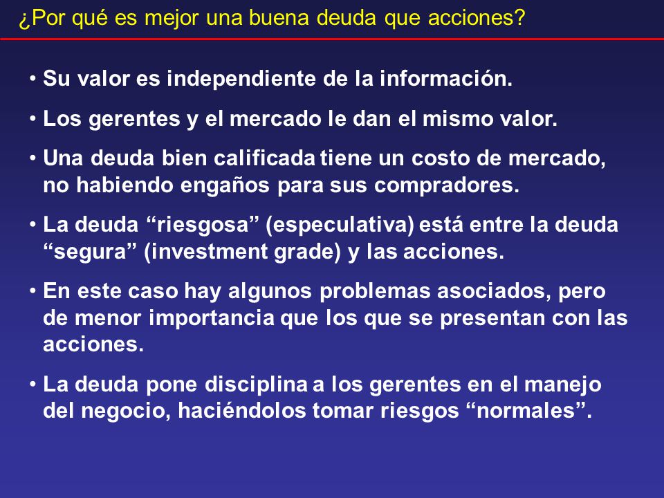 ¿Por qué es mejor una buena deuda que acciones
