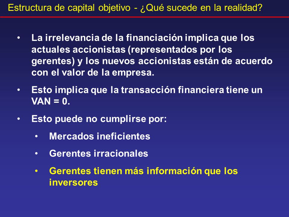 Estructura de capital objetivo - ¿Qué sucede en la realidad