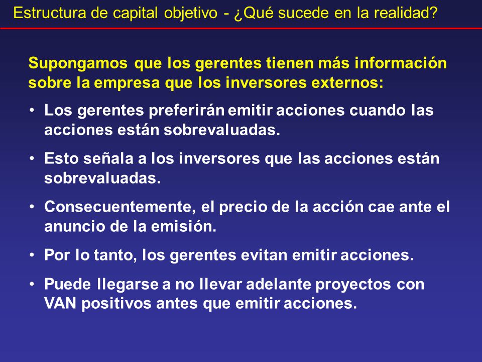 Estructura de capital objetivo - ¿Qué sucede en la realidad