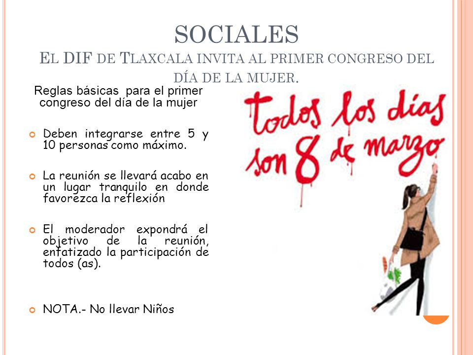 Reglas básicas para el primer congreso del día de la mujer
