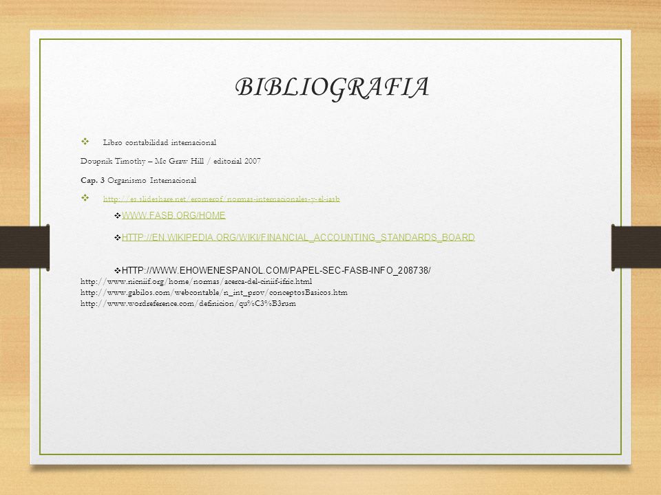 BIBLIOGRAFIA Libro contabilidad internacional