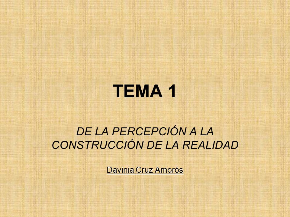 DE LA PERCEPCIÓN A LA CONSTRUCCIÓN DE LA REALIDAD Davinia Cruz Amorós
