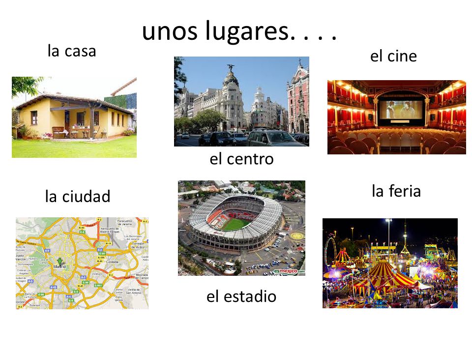 unos lugares la casa el cine el centro la feria la ciudad