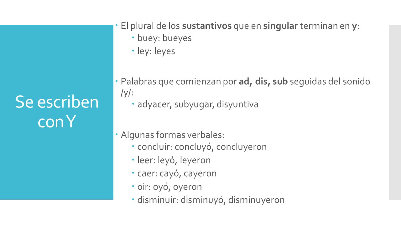 El plural de los sustantivos que en singular terminan en y: