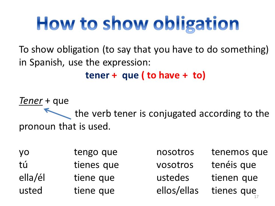 tener + que ( to have + to)