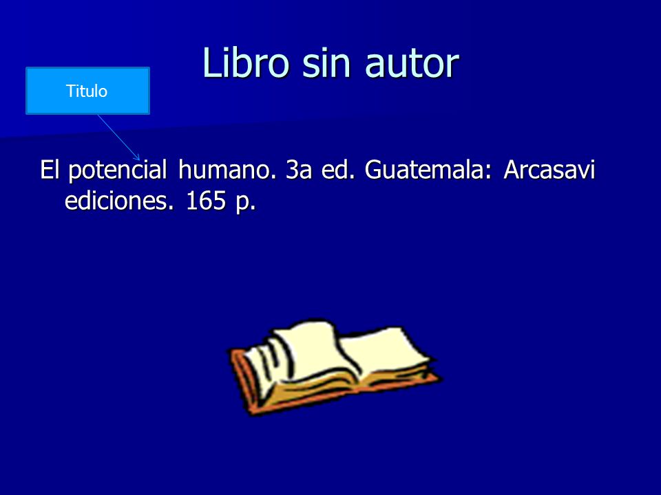 Libro sin autor Titulo El potencial humano. 3a ed. Guatemala: Arcasavi ediciones. 165 p.