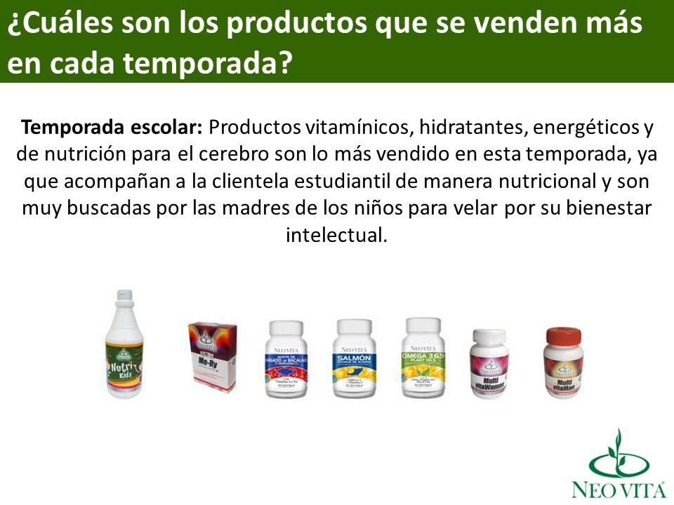 ¿Cuáles son los productos que se venden más en cada temporada