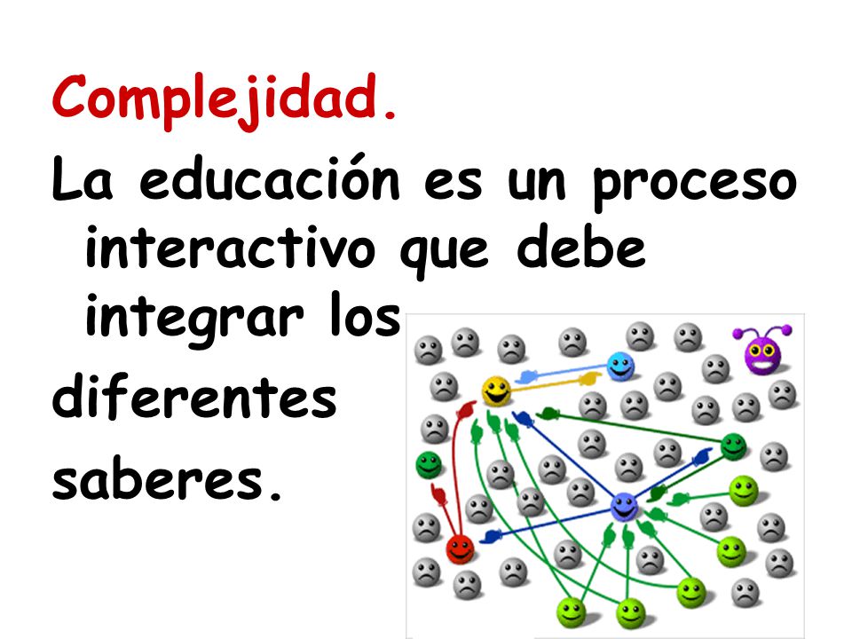 Complejidad. La educación es un proceso interactivo que debe integrar los diferentes saberes.