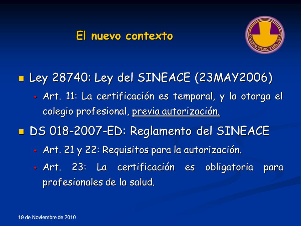 Ley 28740: Ley del SINEACE (23MAY2006)