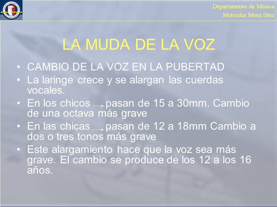 LA MUDA DE LA VOZ CAMBIO DE LA VOZ EN LA PUBERTAD