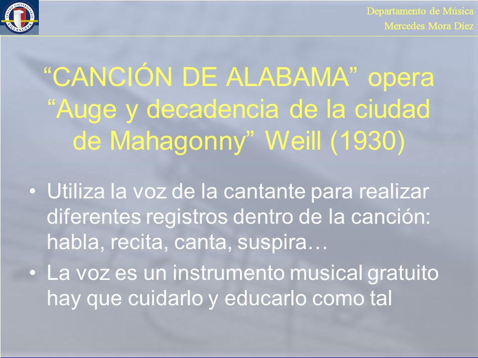 CANCIÓN DE ALABAMA opera Auge y decadencia de la ciudad de Mahagonny Weill (1930)