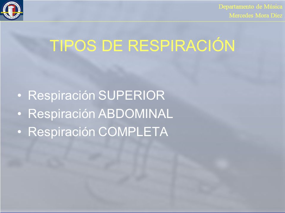 TIPOS DE RESPIRACIÓN Respiración SUPERIOR Respiración ABDOMINAL
