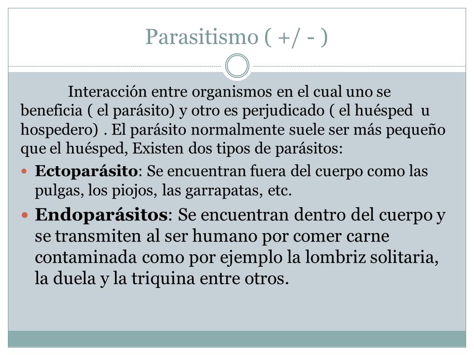 Parasitismo ( +/ - )