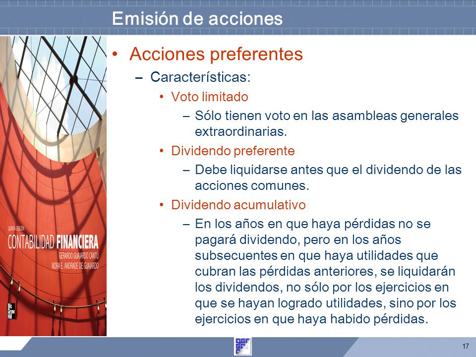 Emisión de acciones Acciones preferentes Características:
