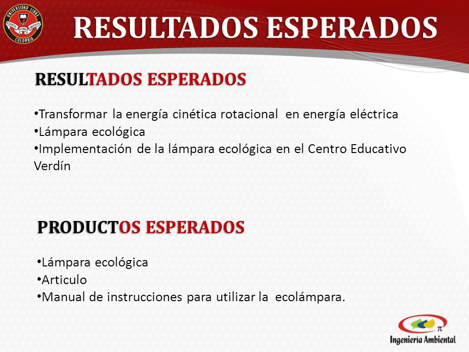 RESULTADOS ESPERADOS RESULTADOS ESPERADOS PRODUCTOS ESPERADOS