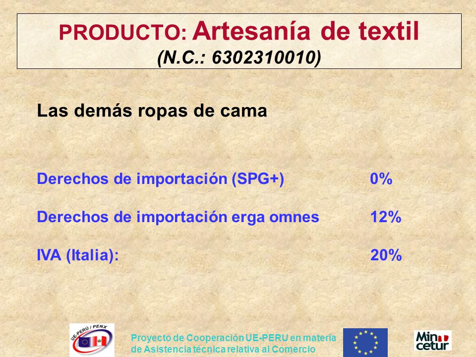 PRODUCTO: Artesanía de textil (N.C.: )