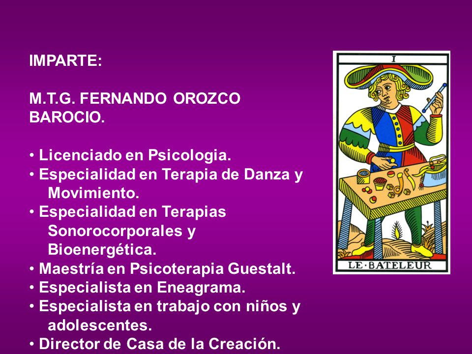 IMPARTE: M.T.G. FERNANDO OROZCO BAROCIO. Licenciado en Psicologia. Especialidad en Terapia de Danza y Movimiento.