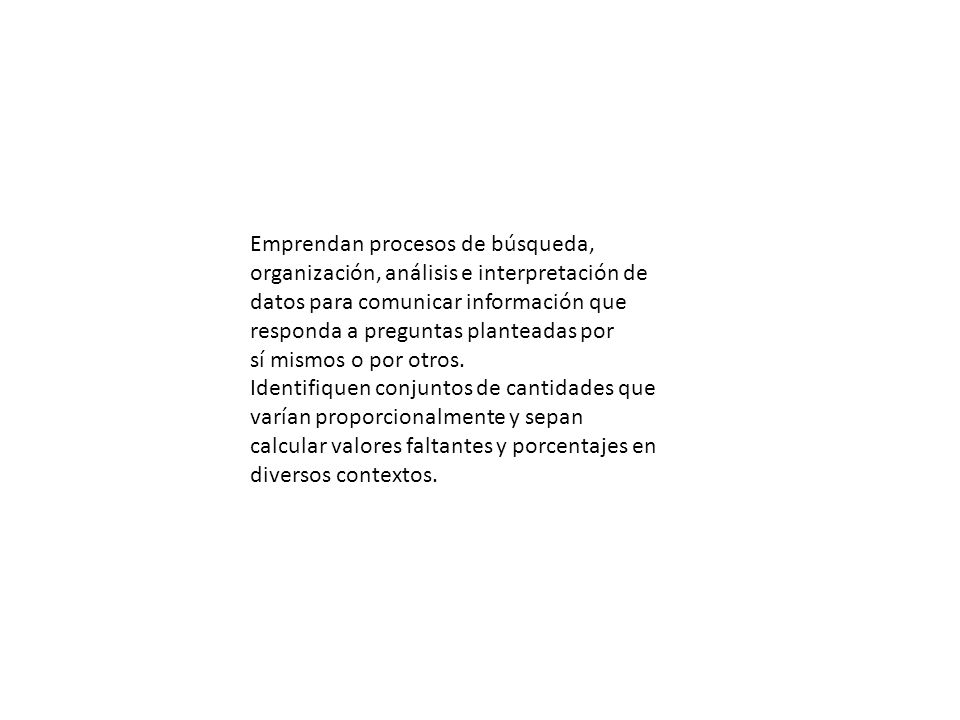 Emprendan procesos de búsqueda, organización, análisis e interpretación de