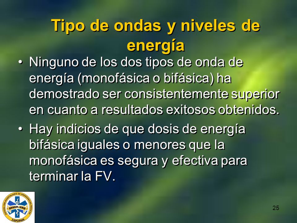 Tipo de ondas y niveles de energía