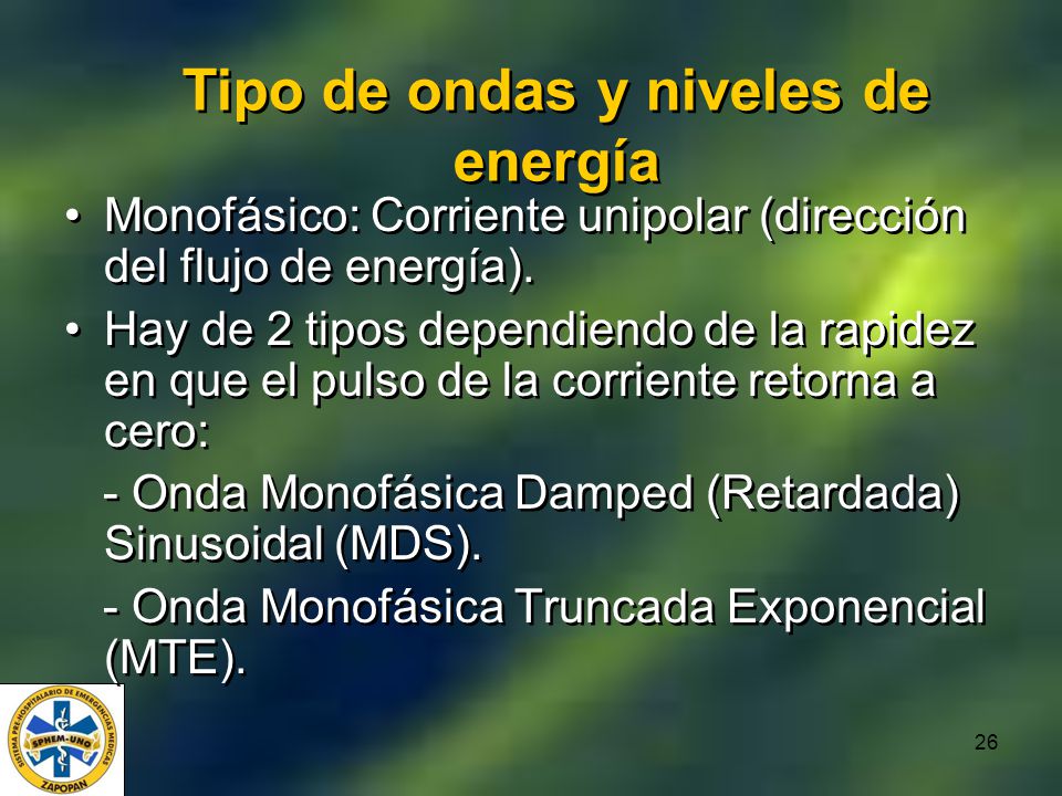Tipo de ondas y niveles de energía