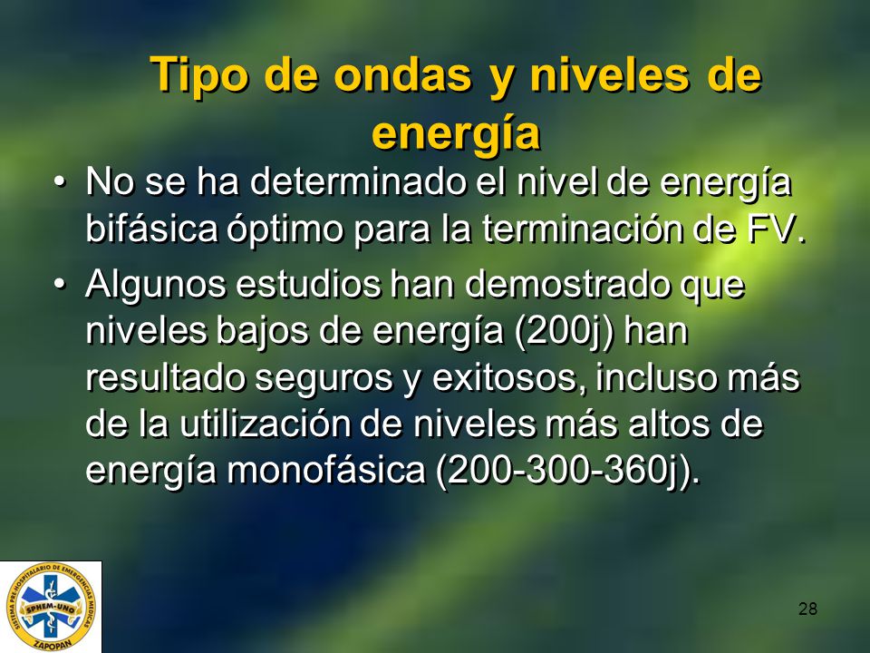 Tipo de ondas y niveles de energía
