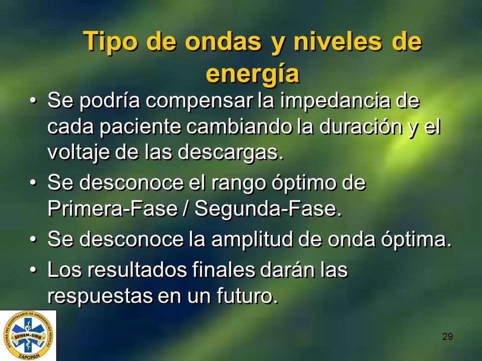 Tipo de ondas y niveles de energía