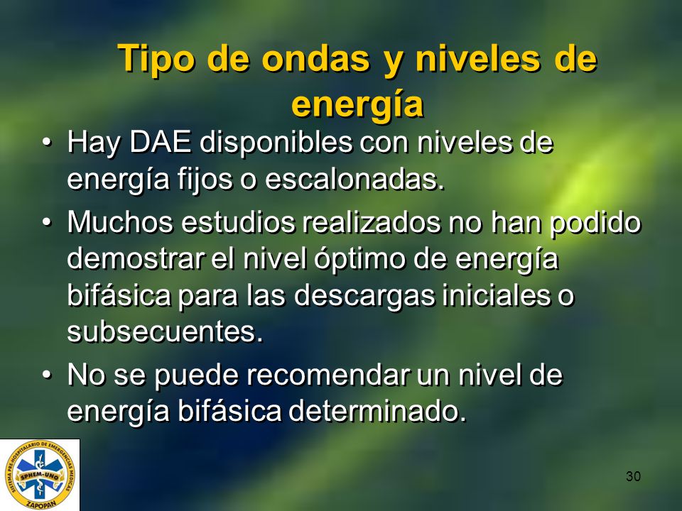 Tipo de ondas y niveles de energía