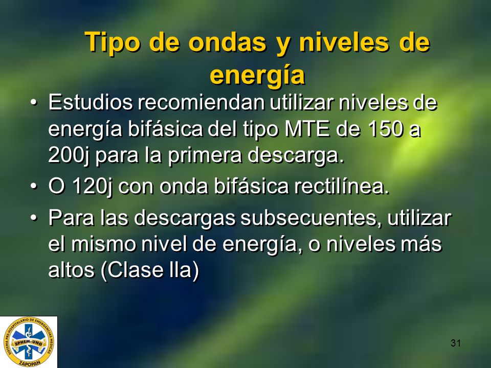 Tipo de ondas y niveles de energía