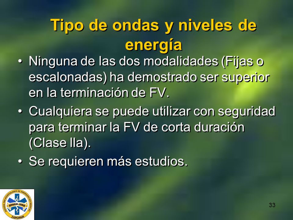 Tipo de ondas y niveles de energía