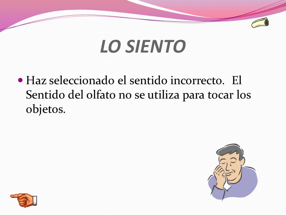 LO SIENTO Haz seleccionado el sentido incorrecto.