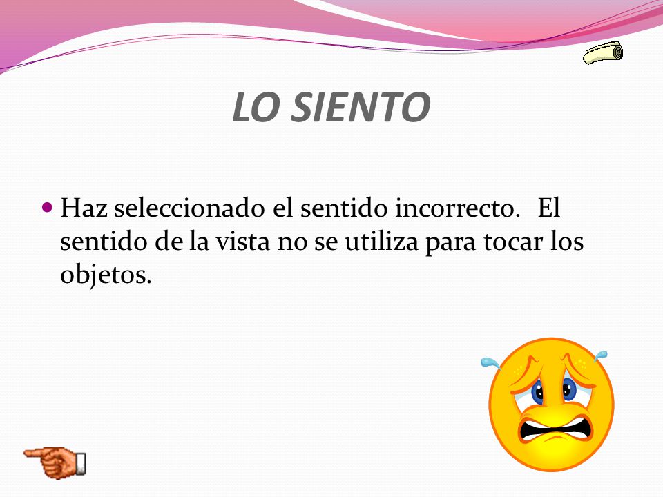 LO SIENTO Haz seleccionado el sentido incorrecto.