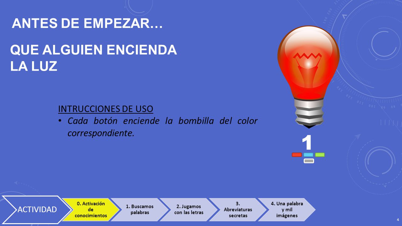 1 Antes de empezar… Que alguien encienda la luz INTRUCCIONES DE USO