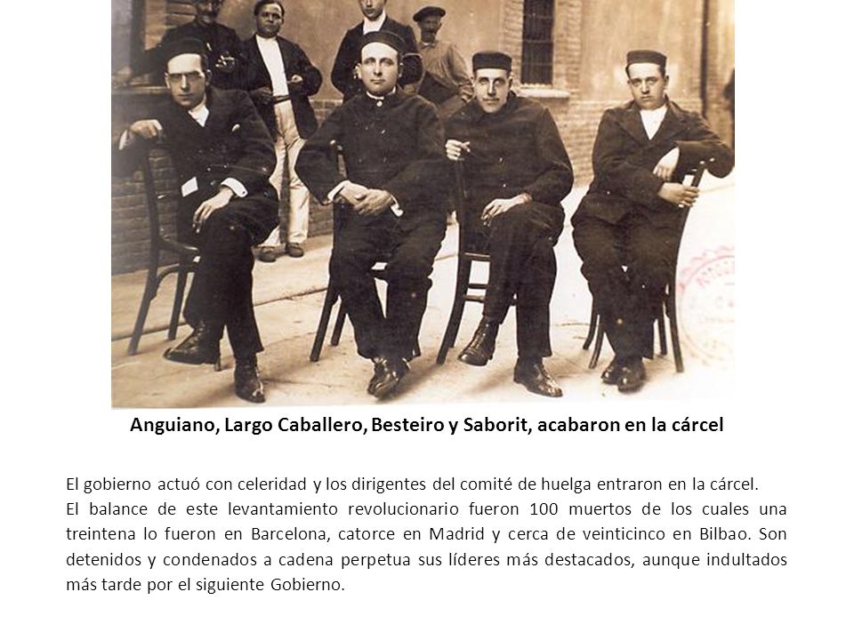 Anguiano, Largo Caballero, Besteiro y Saborit, acabaron en la cárcel
