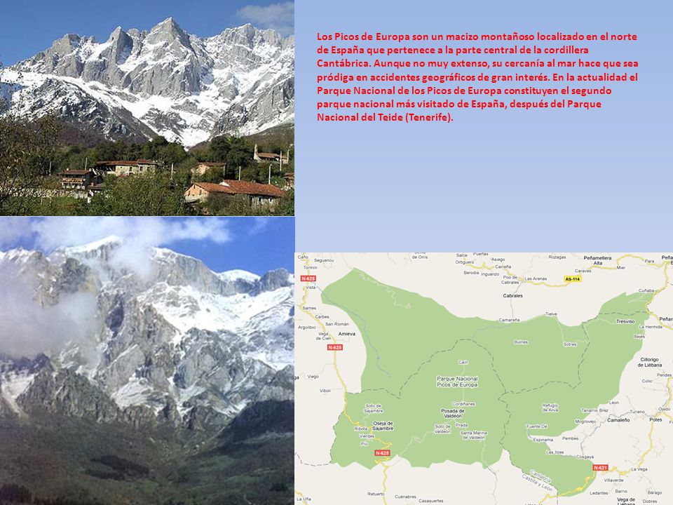 Los Picos de Europa son un macizo montañoso localizado en el norte de España que pertenece a la parte central de la cordillera Cantábrica.