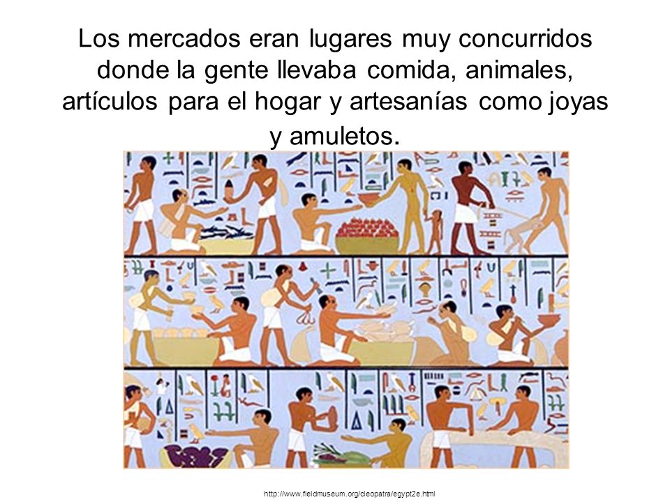 Los mercados eran lugares muy concurridos donde la gente llevaba comida, animales, artículos para el hogar y artesanías como joyas y amuletos.